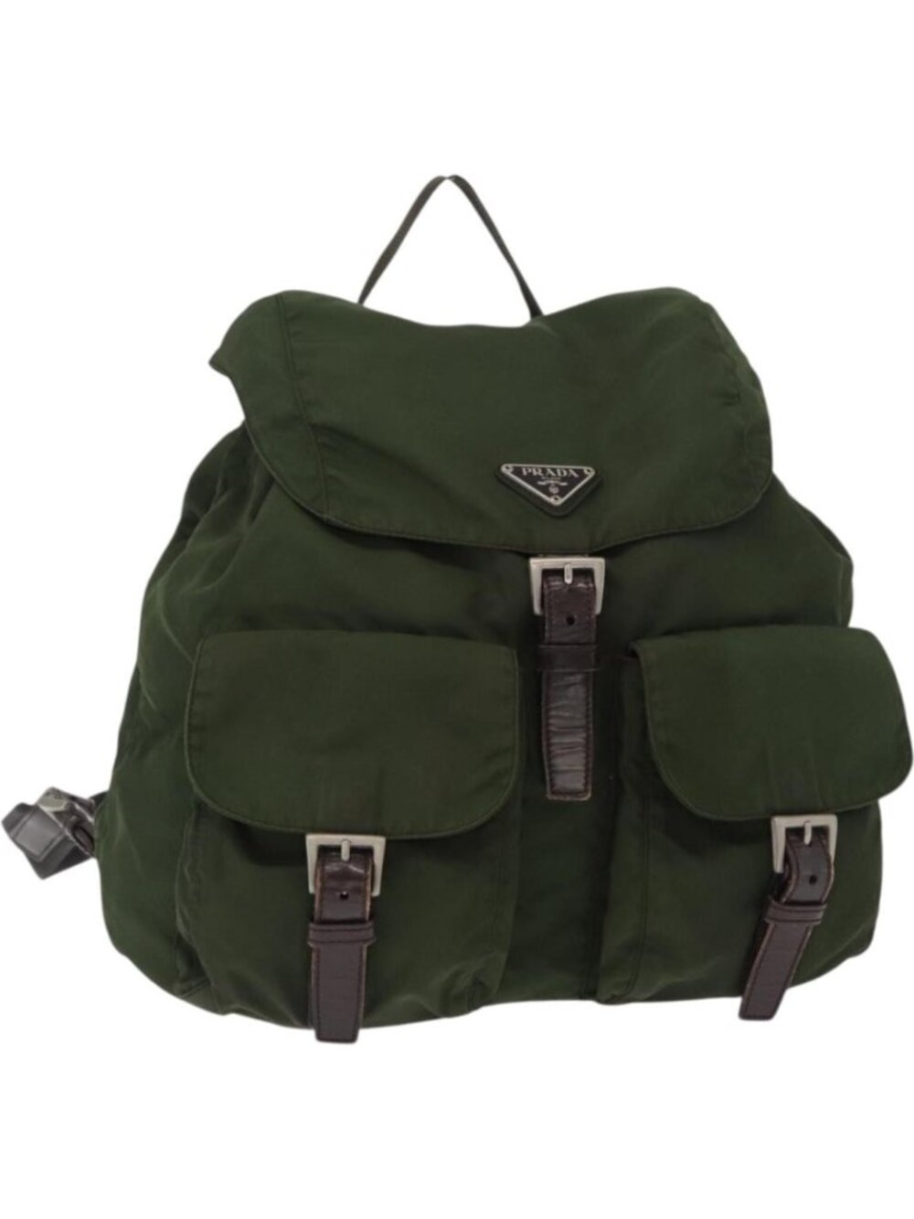 PRADA Backpack Nylon Khaki Silver